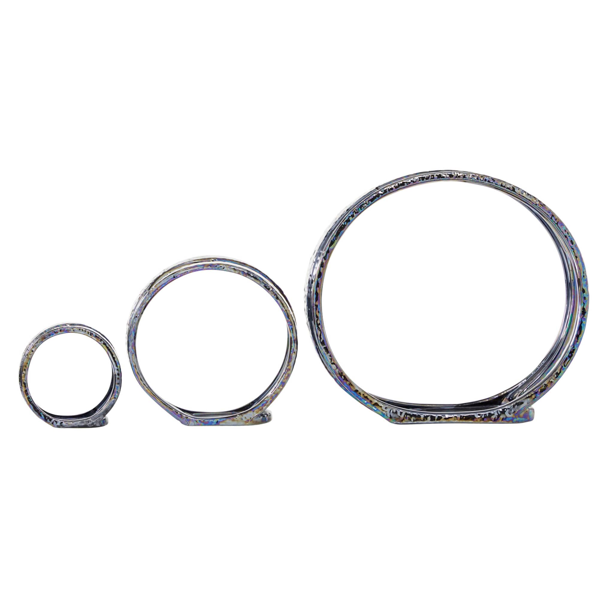 14" Silver Ceramic Glam Candlestick Holder Set